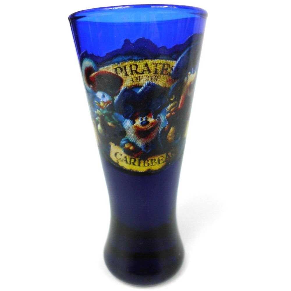 Walt Disney World Parks Pirates of the Caribbean Ride Shot Glass Blue 4" Mickey